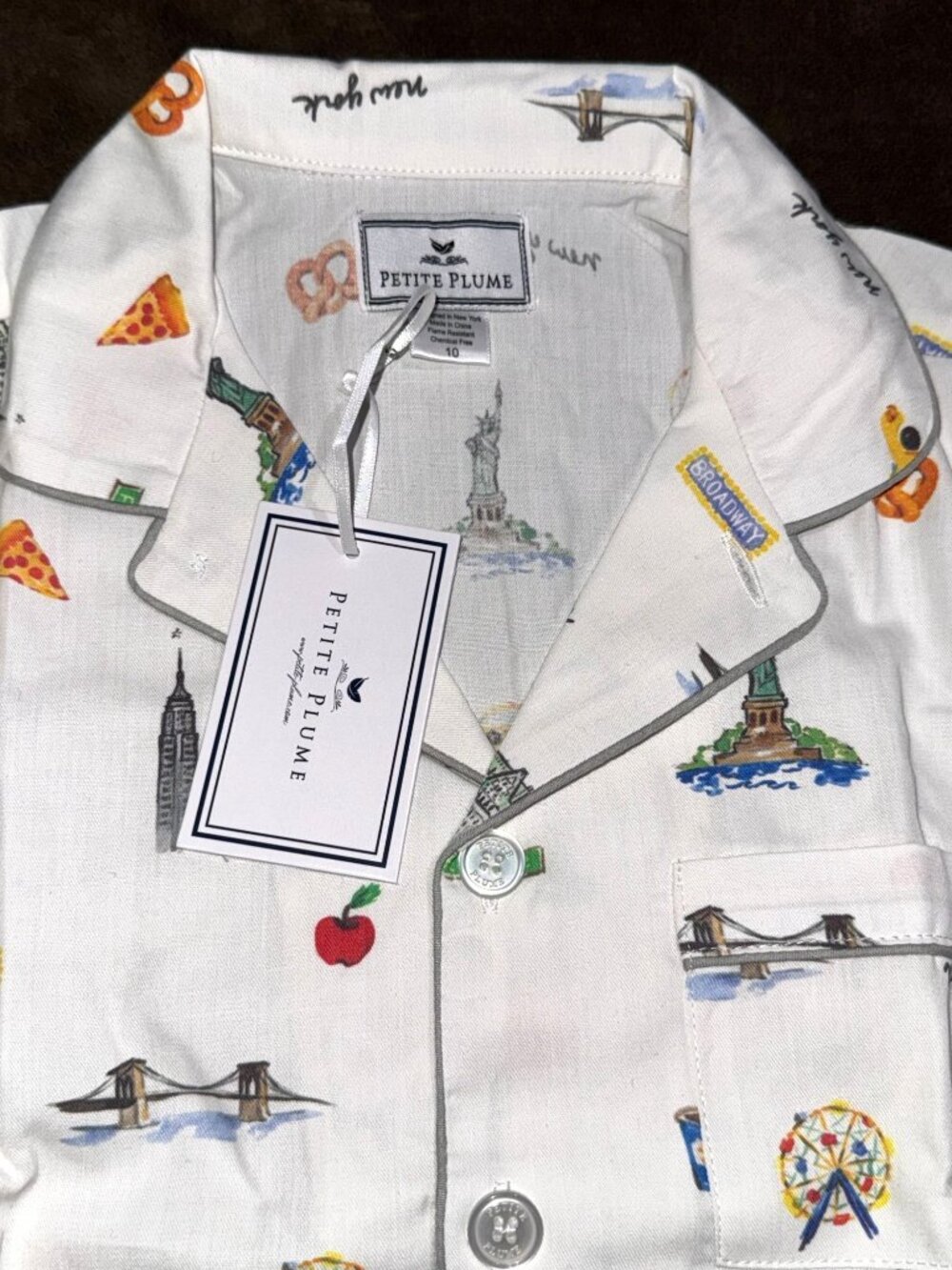 Petite Plume New York Pajama Set Size 10 Kids Flannel Button-Up Sleepwear - Picture 6 of 11